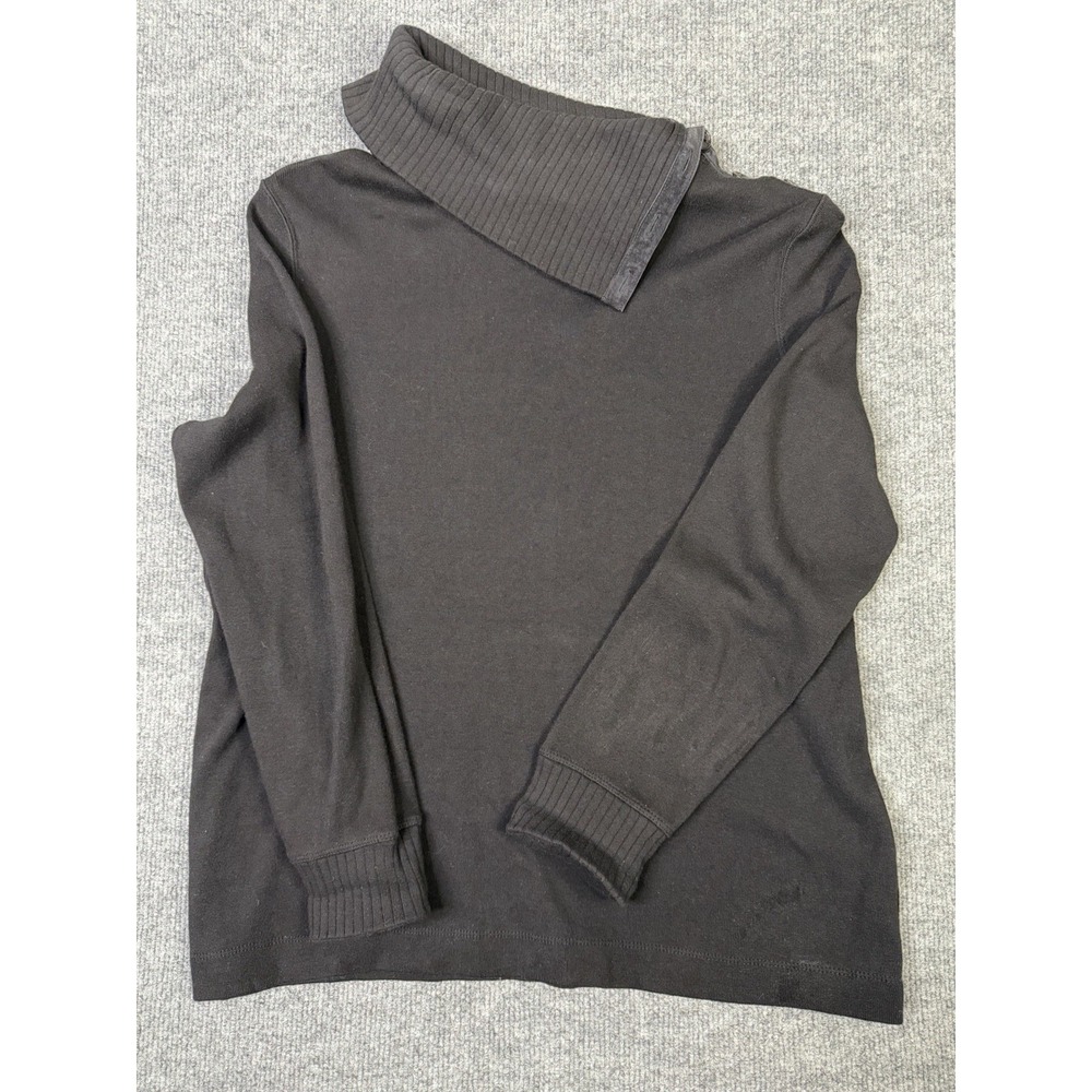 Lauren Ralph Lauren Petite P/S Black Asymmetrical Button Collar Sweater Top‎